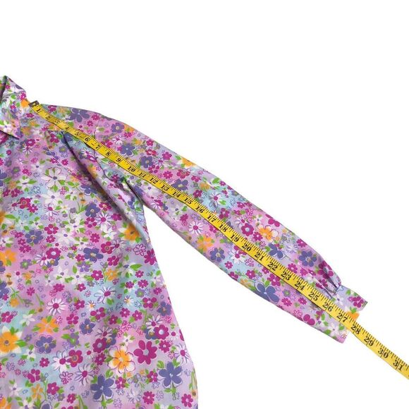 Vintage All Hours Top Womens XS Floral Oversized Roll Tab Sleeve Button 80s USA - Picture 15 of 16